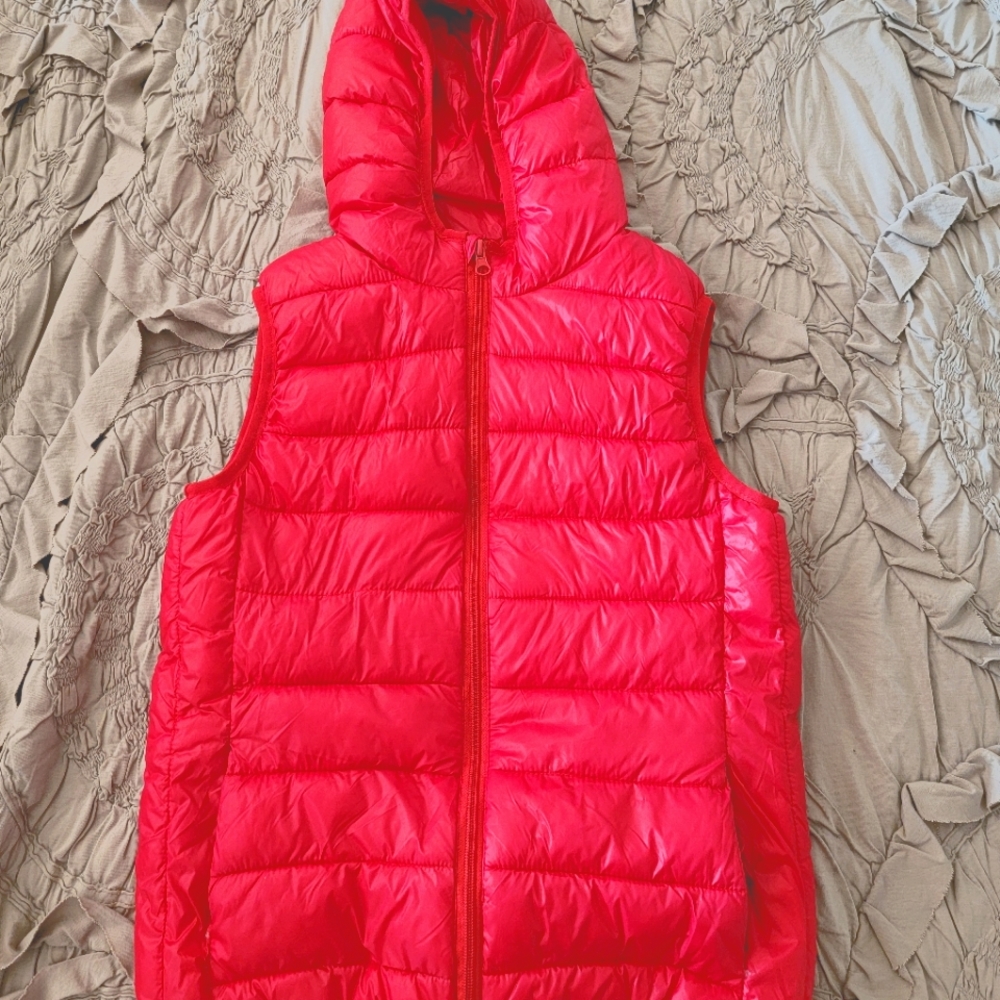 Girls Puffer Vest Hooded Waistcoat Size 14T